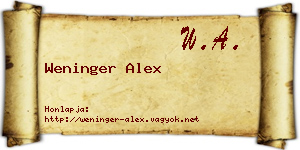 Weninger Alex névjegykártya
